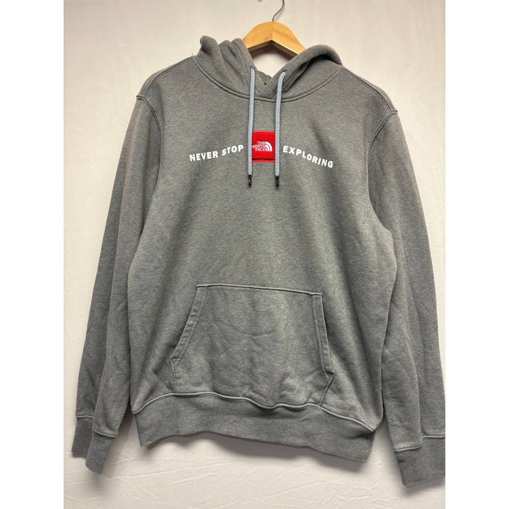 The North‎ Face Hoodie Men Gray Never Stop Exploring Logo Long Sleeve Outdoor M